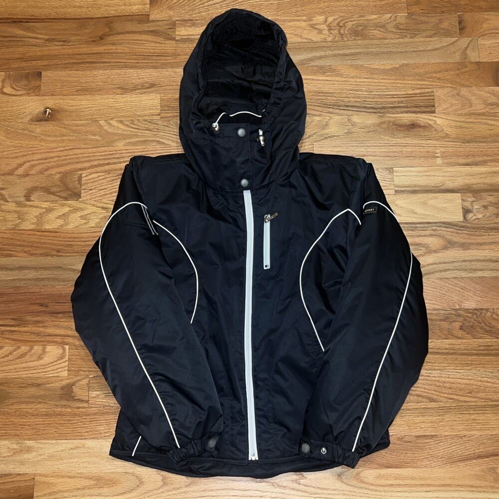 NILS Women’s Outdoors Snow Sports Winter Ski Black Hooded Jacket Size 6 EUC